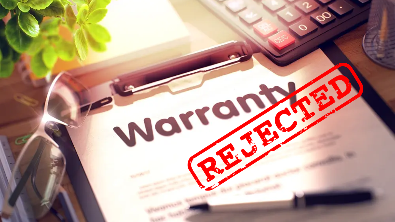 warranty void / rejection