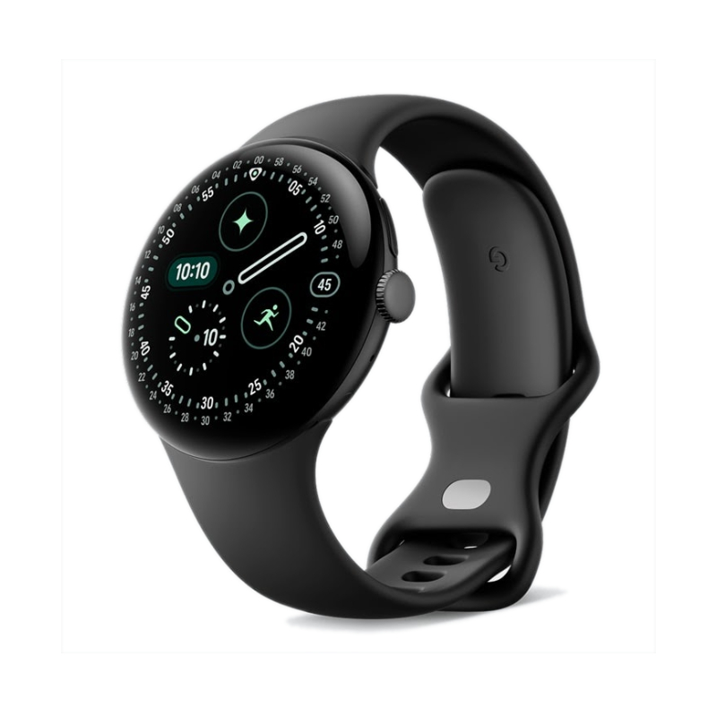 Google Pixel Watch 4 45mm Matte Black Aluminum Case Obsidian Active Band
